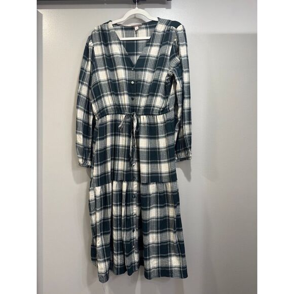 Knox rose‎ green flannel shirt dress large - Picture 1 of 4